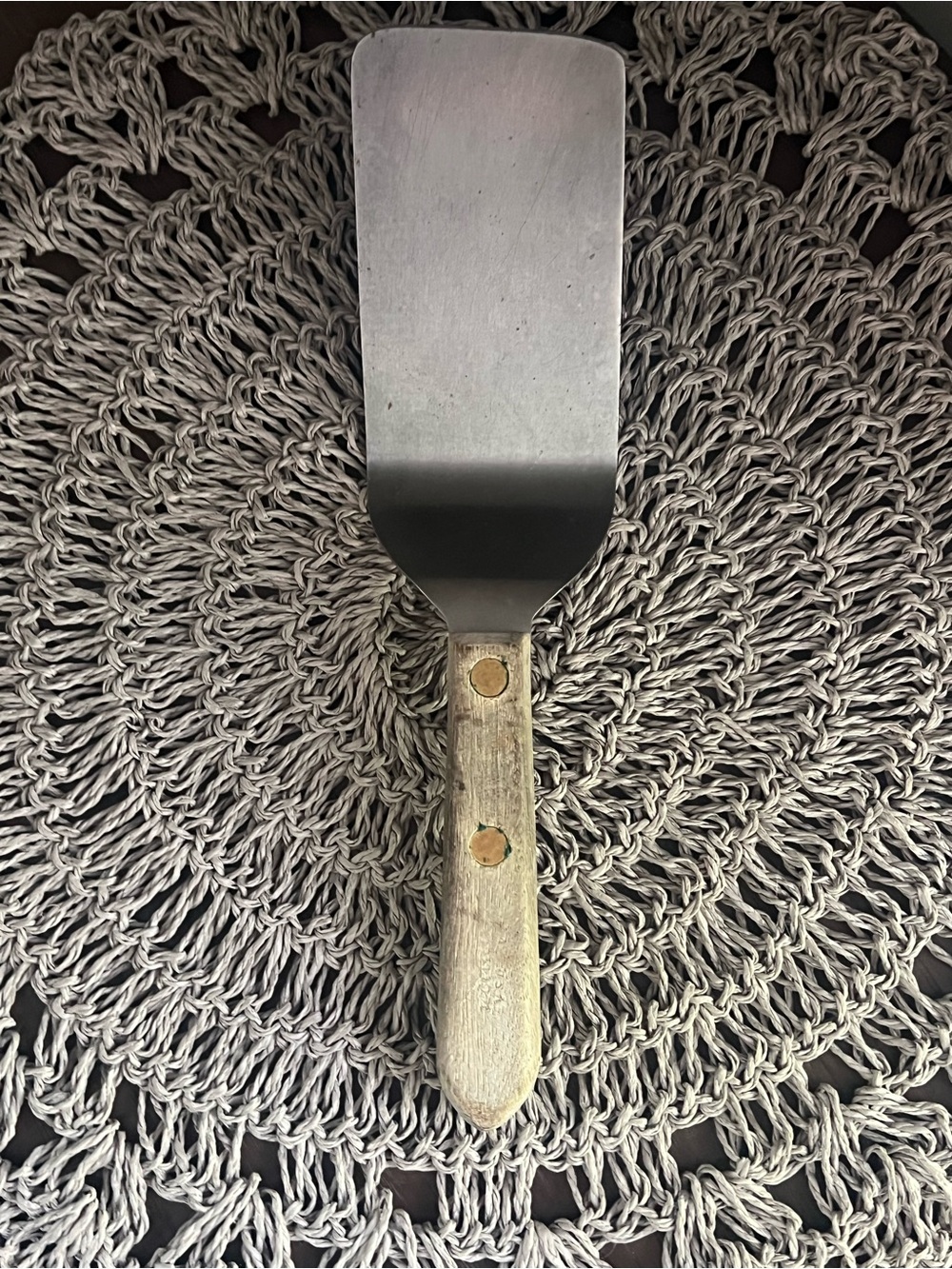Vintage MCM Stainless Steel mini brownie Turner Spatula with Wooden Handle